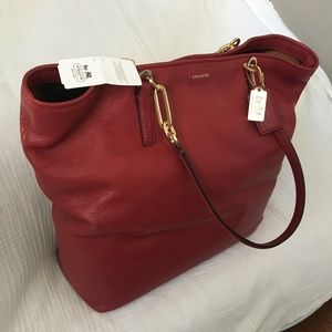 COACH Madison Leather North South Tote in RED